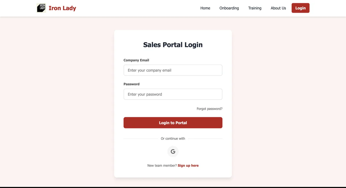Sales Onboarding dashboard screenshot
